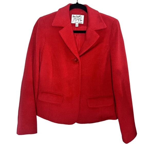 David Brooks women's red wool mohair blend long sleeve lined blazer Size Small - Picture 1 of 9